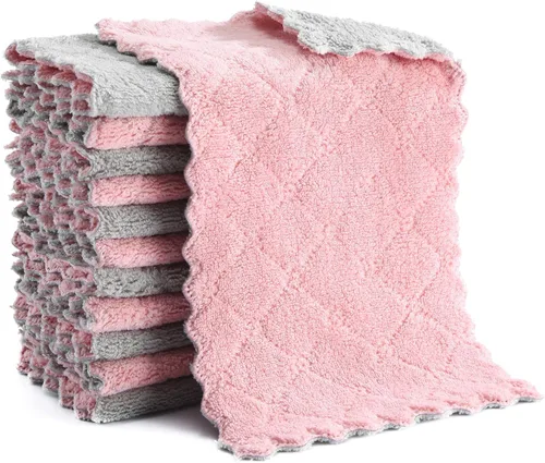 Vista 9 de Hypermotion Paño de limpieza de microfibra, toallas de cocina, toalla de microfibra de doble cara sin pelusa, altamente absorbente, multiusos