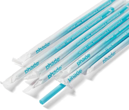 Vista 2 de phade Pajitas para beber jumbo ecológicas de 7.75 pulgadas, 3,750 unidades, biodegradables marinos, compostables, envueltas individualmente, paquete