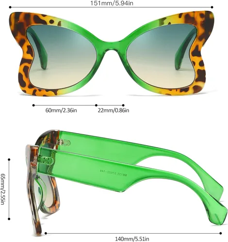 Vista 4 de Chicid Lentes de sol de gran tamaño para mujer, diseño de mariposa de moda, con marco grande, protección UV400