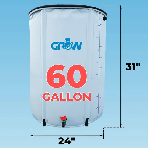 Vista 6 de GROW1 Depósito de agua plegable de 60 galones, contenedor de barril de almacenamiento de agua portátil para plantas de jardín, invernadero