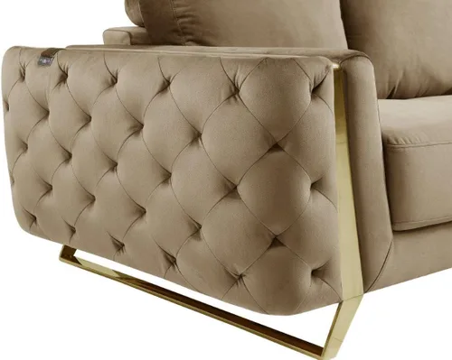 Vista 7 de Blackjack Furniture Lucca Collection - Sofás de terciopelo para sala de estar con marco de madera brasileña tapizado y patas de acero inoxidable, 2