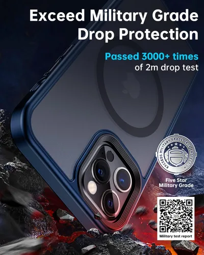 Vista 5 de Meifigno- Funda magnética diseñada para el iPhone 12 Pro Max, [protección de grado militar y compatible con MagSafe], parte trasera mate translúcida