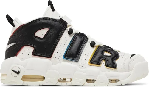 Vista 2 de Nike Air More Uptempo tenis de piel blancasnegras para hombre