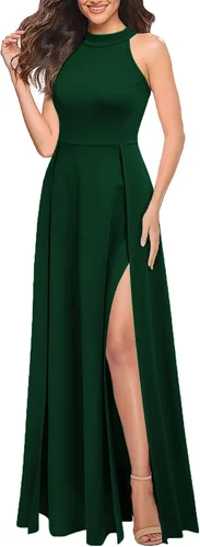 Vista 3 de MUSHARE Vestido largo formal sexy con cuello halter para mujer