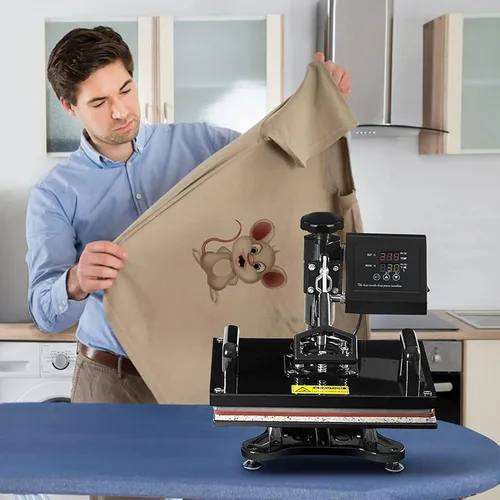 Vista 2 de Máquina de prensa de calor 8 en 1 de 15.0 x 15.0 in/15 x 15 pulgadas, máquina digital de prensado de camisetas con oscilación de 360°, impresora