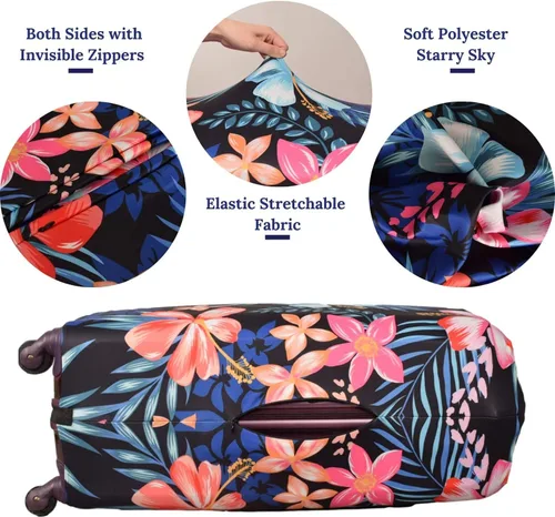 Vista 3 de GOXUNYUAN Funda de equipaje protector elástico lavable para maleta con etiqueta de equipaje Flor