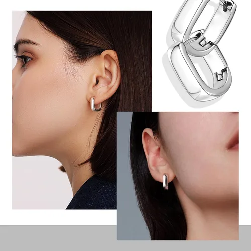 Vista 3 de Small Chunky Silver Hoop Earrings for Women Small Gold Hoop Earrings Plateado