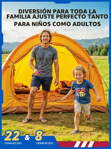 Vista 5 de Inspireyes Walkie Talkies para niños recargables de largo alcance, paquete de 2 Rojo + amarillo