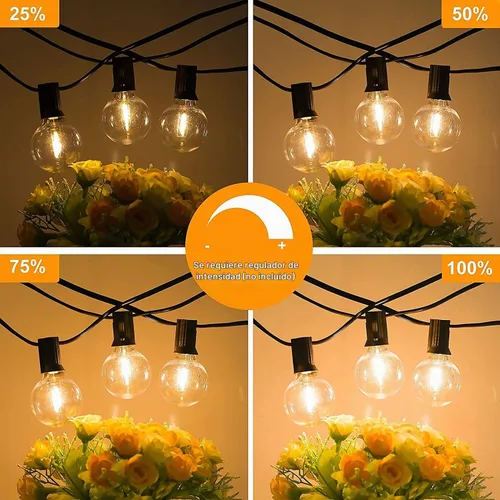 Vista 4 de Luces de cadena LED globo G40 para exteriores de 200 pies (100*2), regulables, impermeables, irrompibles, cadenas de luces con 103 bombillas