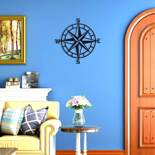 Vista 8 de Brújula náutica decorativa de metal de 11 pulgadas, decoración de pared, sala de estar, dormitorio, oficina, porche, jardín, patio, letreros