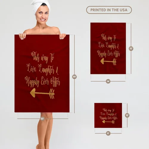 Vista 6 de 3dRose This Way to Love Laughter and Happily Ever After Quote 15x22 Hand Towel