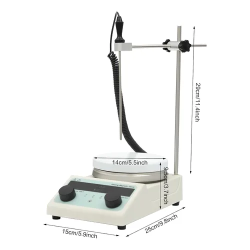 Vista 3 de Agitador eléctrico de 5L Máquina de agitación magnética de 320 W con pantalla LCD, agitadores de placa de calefacción de laboratorio digital