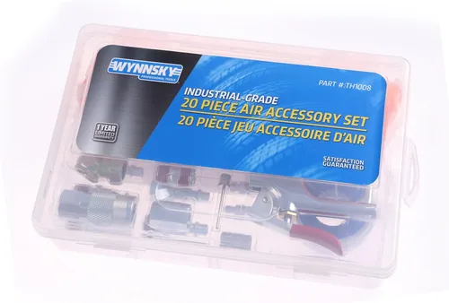 Vista 4 de 1/4" NPT kit de accesorios - 20 unidades, kit de herramientas para manguera de compresor de aire con manguera con bobina/pistola de aire/manómetro