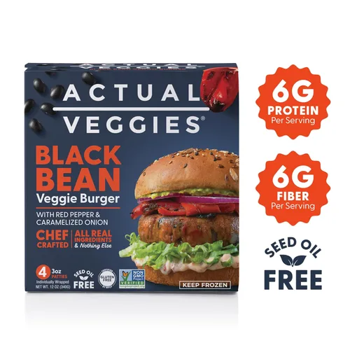 Vista 8 de Actual Veggies - Hamburguesa de frijol negro vegetariana, 12 oz