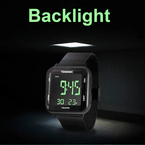 Vista 8 de Reloj de buceo luminoso impermeable de 3281ft con correa de reloj de acero inoxidable cronómetro de soporte reloj despertador y funciones