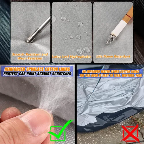 Vista 5 de Funda de Coche Transpirable de Nuevo Material, Funda Impermeable para Coche, Puertas con Candados y Cremalleras, Protección UV Impermeable