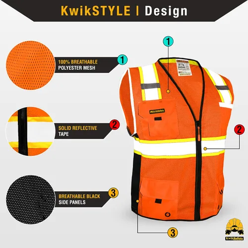 Vista 2 de KwikSafety BIG KAHUNA - Chaleco de seguridad [naranja, XL] + conjunto de casco de tortuga blanco