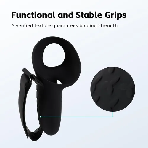 Vista 6 de HCHRVR Controller Grips Cover Compatible with Meta Quest 3 Accessories, Anti-Throw Silicone Grips Cover Protector with Knuckle Straps,Non-Slip