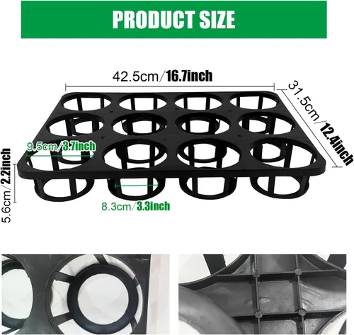 Vista 2 de RooTrimmer Bandeja redonda de 12 celdas para cuarto de bebé, soporte de transporte y bandejas para macetas redondas de plástico de 4 pulgadas