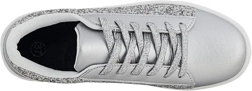 Vista 6 de BosenHulu Zapatos brillantes con lentejuelas brillantes para mujer, zapatos de tenis brillantes con diamantes de imitación con cordones