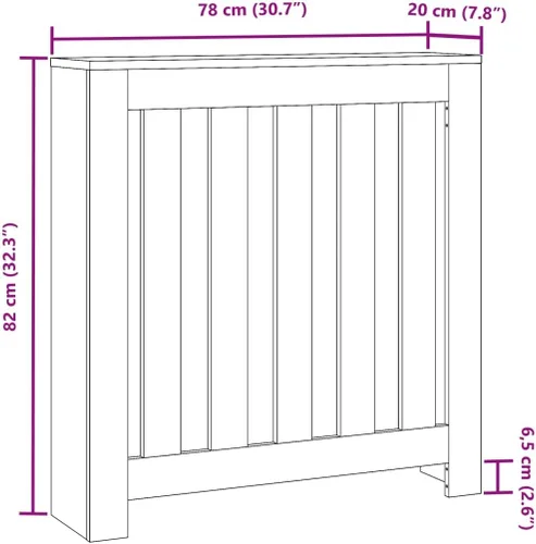 Vista 3 de vidaXL Radiator Cover, Black, 78 x 20 x 82 cm, Wood