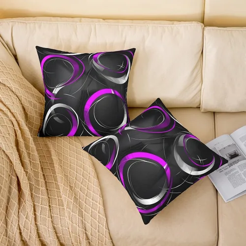 Vista 2 de Feelyou Juego de 2 fundas de cojín geométricas decorativas para sofá, cama, fundas de cojín decorativas con círculos geométricos, rellenos