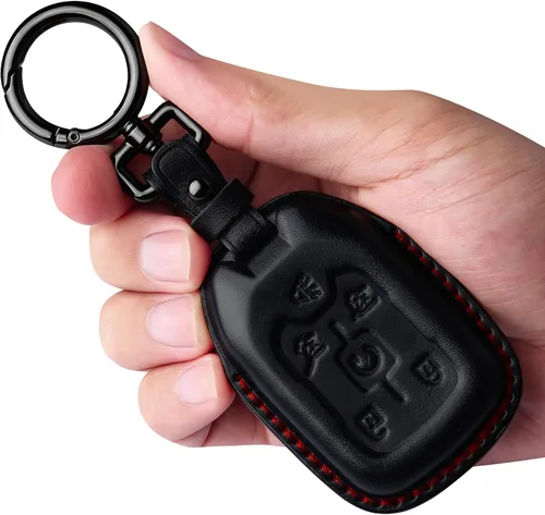 Vista 13 de Tukellen Compatible con funda de cuero para llavero Chevrolet con llavero, compatible con Silverado GMC Sierra 2019, 2020, 2021, carcasa de llave