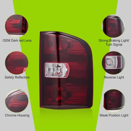 Vista 5 de Luces traseras compatibles con Chevy Silverado 1500 2500 HD 3500 HD 2007-2013 GMC Sierra 2500 HD 2012-2014 Luces traseras sin arnés de cableado