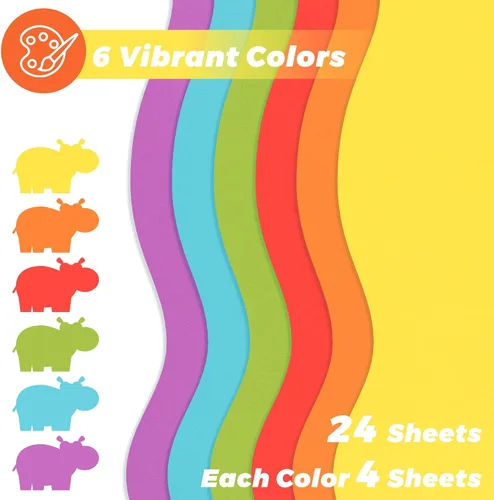 Vista 3 de 24 hojas de papel de cartulina de 6 colores de 8.5 x 11 pulgadas, papel de doble cara de 92 libras/8.82 oz/m², papel grueso de construcción