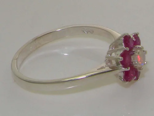 Vista 5 de Anillo de plata de ley 925 auténtica auténtica ópalo y rubí para mujer