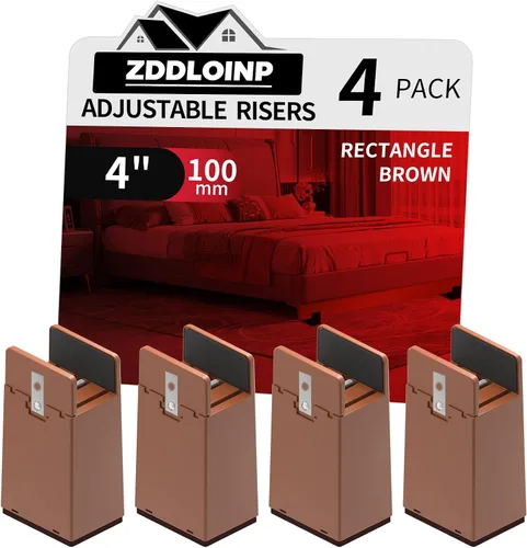 Vista 21 de Elevadores de cama con abrazadera de tornillo ajustable, se adapta a grosor de marco de muebles de 0 a 1.5 pulgadas, elevación en altura de 2