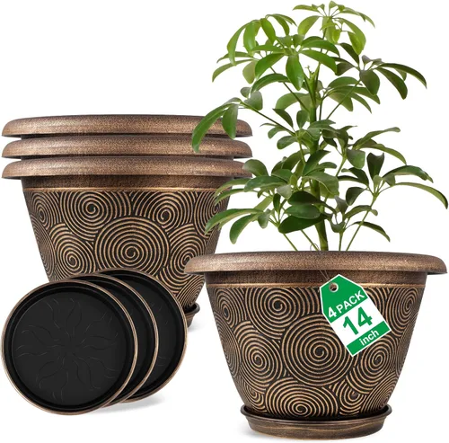 Vista 12 de Fodetyff Macetas de 6 Pulgadas para Plantas de Interior y Exterior, Juego de 6 Macetas Pequeñas de Plástico con Agujero de Drenaje y Bandeja, Maceta
