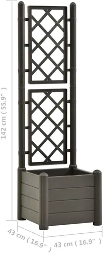 Vista 3 de vidaXL Cama elevada para jardín con enrejado, cama elevada para flores y plantas, maceta con orificio de drenaje, uso en exteriores e interiores