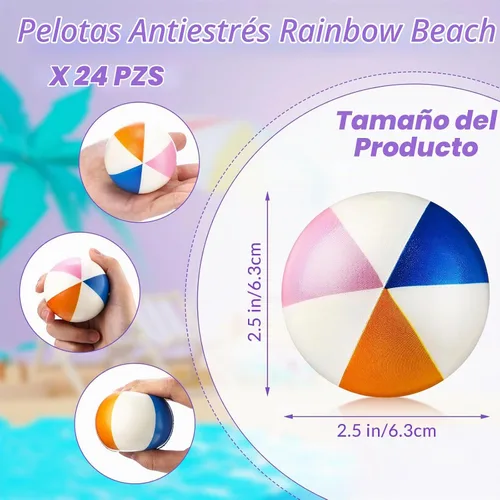 Vista 2 de Jerify - 24 mini pelotas de playa de 2.5 pulgadas, recuerdos de fiesta de 4