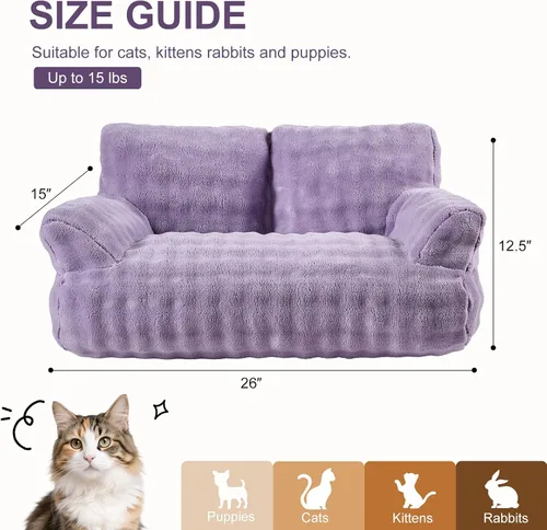 Vista 5 de Sofá cama para gatos, bonito sofá para mascotas para gatos de Púrpura (Dusty Purple)