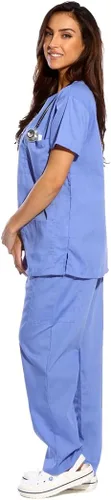 Vista 2 de Just Love uniforme médico con cuello en V para mujer