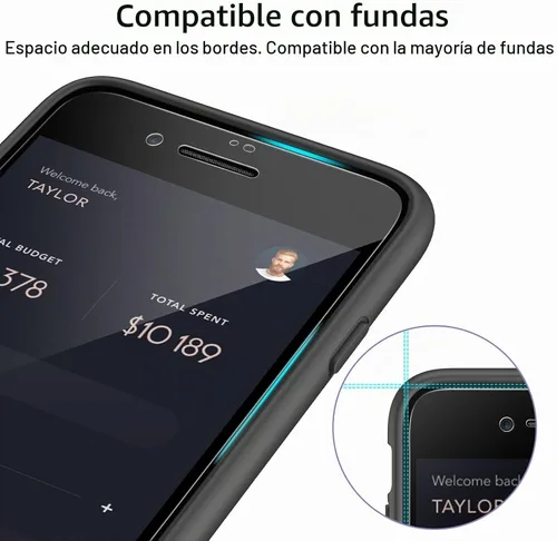 Vista 7 de JETech Protector de pantalla para iPhone SE 3/2, iPhone 8/7, negro, paquete de 3
