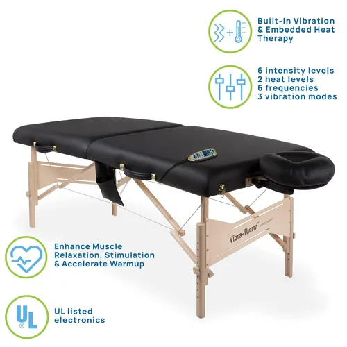 Vista 2 de EarthLite Mesa de terapia deportiva Vibra-Therm - Vibración y calor integrados, recuperación y calentamiento mejorados, paquete completo, Negro