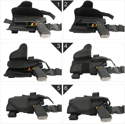 Vista 3 de Nehostertfy Funda de pierna caída para pistola, para diestros, táctica, para muslo, airsoft, pistola, ajustable, actualización Negro(Black Left)