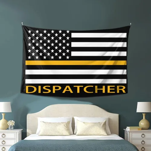 Vista 4 de Qauirfe Tapiz con diseño de bandera de línea dorada fina 911, para colgar en la pared, sala de estar, dormitorio, oficina, tapices de tela de 60 x