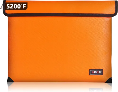 Vista 5 de Bolsa de documentos ignífuga, con aislamiento térmico de 5200 °F, bolsa impermeable ignífuga con cremallera, 8 capas de materiales funcionales