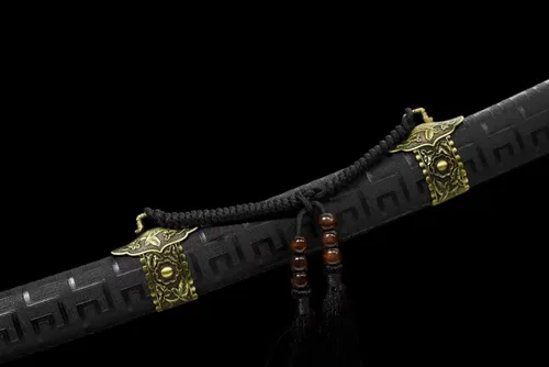 Vista 7 de LONGSWORD - Espada ancha Yan Ling Dao hecha a mano con hoja de acero forjado de alto carbono, vaina de madera de poliuretano y accesorios