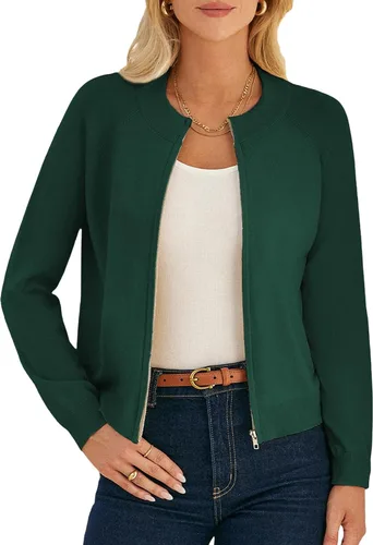 Vista 13 de GRACE KARIN Cárdigan de manga larga con cremallera para mujer, suéter ligero, ropa de moda de punto Negro