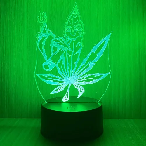 Vista 14 de 420 hojas 3D LED lámpara de mesa luz nocturna ilusión visual óptica decoración del hogar iluminación