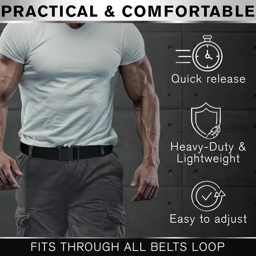 Vista 5 de TECEUM Tactical Belt – Heavy-Duty & Quick Release – Military, Work, Rigger, Duty & Utility Belt for Men