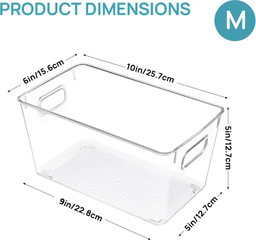 Vista 2 de Vtopmart - 2 unidades de contenedores de plástico transparente con asas para organizar y almacenar artículos y alimentos, ideales para cocina