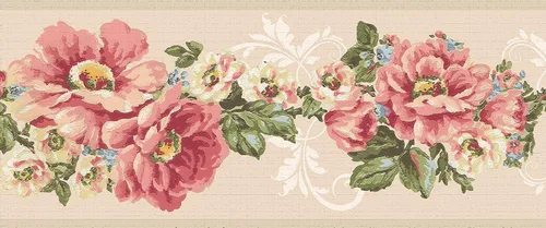 Vista 5 de Dundee Deco Papel tapiz para despegar y pegar DDAZBD9341 Damasco rosa verde flores de pared diseño retro, 15 pies x 7 pulgadas (15.0 ft x 7.0 in)