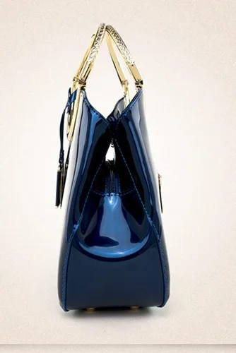 Vista 5 de Bolsos de mano para mujer, con asa superior, de charol, bolso de noche, para bodas, compras, citas, trabajo