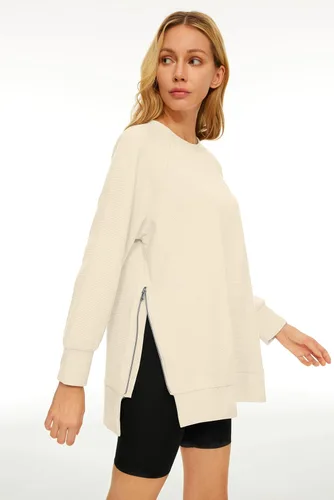 Vista 5 de EFAN Sudaderas de gran tamaño para mujer, manga larga, cuello redondo, sudaderas casuales con capucha 2024, ropa de moda de otoño