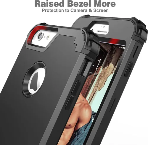 Vista 9 de IDweel Funda para iPhone 6S Plus con protector de pantalla de vidrio templado, para iPhone 6 Plus, 3 en 1, a prueba de golpes, delgada, híbrida